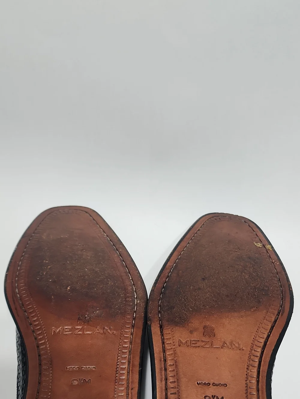 Mezlan Woven Leather Dubai Black Cap Toe Oxfords Size 9.5 Made In Spain